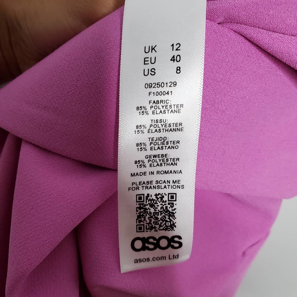 ASOS DESIGN • Pink Purple Minimal Belted Tux Jumpsuit NEW Sz 8 - Picture 5 of 6